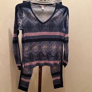 Victoria's Secret Blue and Pink Pajama Set